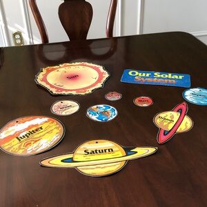 Solar System bulletin board set with 3 finger puppets and felt board pieces
